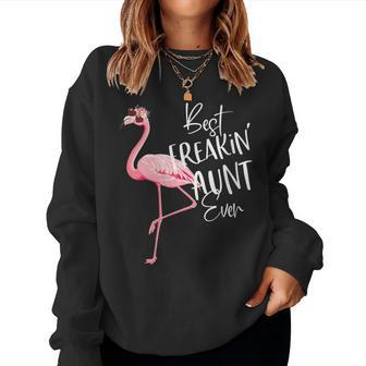 Best Aunt Ever Pink Flamingo Auntie Flamingo Sweatshirt | Mazezy