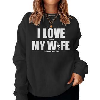 Best Retro M4 I Love It When My Wife Lets Me Buy More Guns Women Crewneck Graphic Sweatshirt - Thegiftio UK