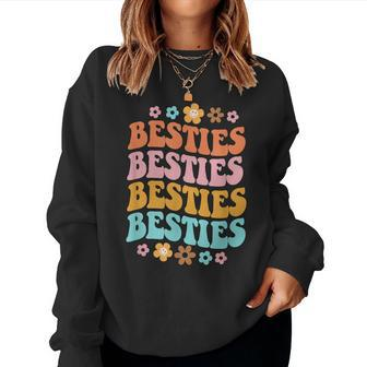 Bestie Groovy Theme Bff Cute Baby Girl Best Friends Sweetie Women Sweatshirt - Thegiftio UK