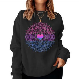 Bi Flag Heart Mandala Bisexual Pride Women Sweatshirt | Mazezy