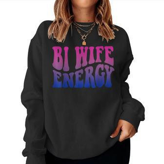 Bi Wife Energy Bisexual Pride Bisexual Flag Retro Vintage Sweatshirt | Mazezy