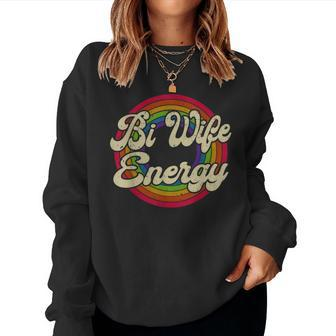 Bi Wife Energy Lgbtq Retro Vintage Women Sweatshirt | Mazezy CA