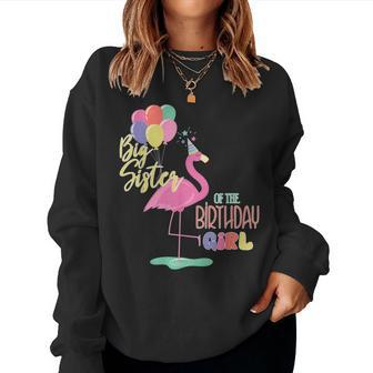 Big Sister Of The Birthday Girl Flamingo Matching Family Women Sweatshirt | Mazezy
