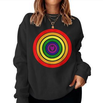 Big Target Pride Lgbtq Gay Lgbt Ally Rainbow Flag Retro Women Sweatshirt | Mazezy