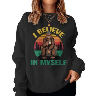 Bigfoot Tinfoil Hat Conspiracy Theorist I Believe In Myself Women Sweatshirt | Mazezy