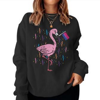 Bisexual Flag Flamingo Lgbt Bi Pride Stuff Animal Women Sweatshirt | Mazezy