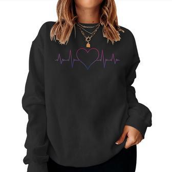 Bisexual Heartbeat - Bi Pride Ecg Pulse Line Women Sweatshirt | Mazezy