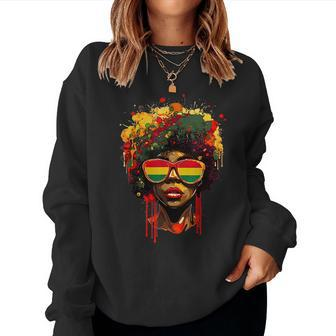 Black Afro Queen Melanin Dripping African Junenth Women Sweatshirt | Mazezy