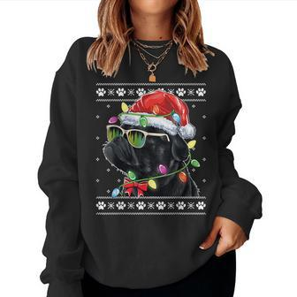 Black Pug Christmas Tree Dog Mom Dad Ugly Sweater Christmas Women Sweatshirt - Seseable