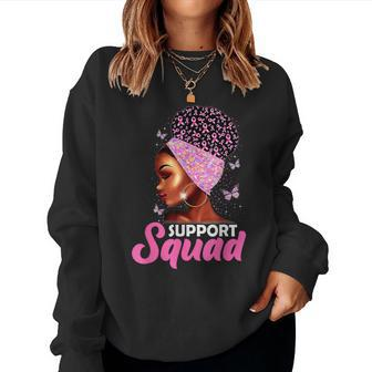 Black Queen Support Squad Breast Cancer Awareness Women Sweatshirt - Seseable
