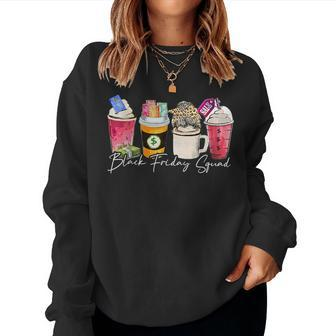 Black Shopping Friday Squad Coffee Cups Women Sweatshirt | Mazezy