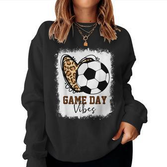 Bleached Soccer Game Day Vibes Soccer Mom Game Day Season Women Sweatshirt - Seseable