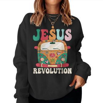 Boho Bus Jesus-Revolution Christian Faith Based Jesus Faith Sweatshirt | Mazezy