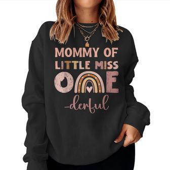 Boho Mommy Of Miss Onederful 1St Birthday Girl Cute Women Crewneck Graphic Sweatshirt - Seseable