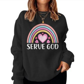 Boho Rainbow For Women Serve God Christianity Faith Faith Women Sweatshirt | Mazezy