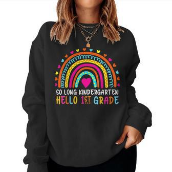 Boho Rainbow So Long Kindergarten Hello 1St Grade Graduation Women Crewneck Graphic Sweatshirt - Seseable