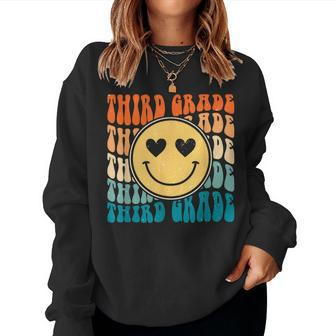 Boho Vintage Retro Groovy Smile 3Rd Third Grade Teacher Women Sweatshirt | Mazezy