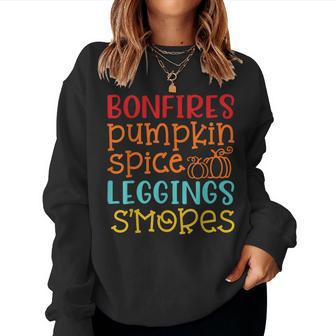 Bonfire Pumpkin Spice Leggings S'mores Fall Halloween Cute Halloween Women Sweatshirt | Mazezy