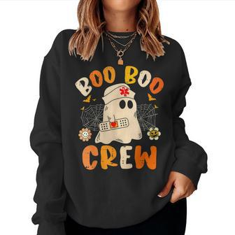 Boo Boo Crew Ghost Halloween Paramedic Nurse Rn Er Nicu Lpn Women Sweatshirt | Mazezy