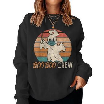Boo Boo Crew Ghost Nurse Halloween Costume Nurses Rn Vintage Halloween Sweatshirt | Mazezy