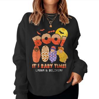 Boo It's Baby Time Labor & Delivery Nurse Halloween Women Sweatshirt - Monsterry DE