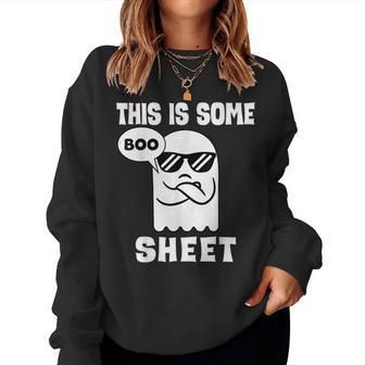 This Is Some Boo Sheet Retro Halloween Costume Women Sweatshirt - Seseable