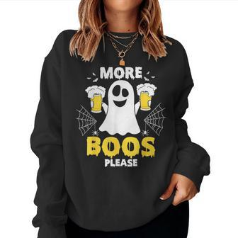 More Boos Please Ghost Beer Halloween Beer Drinking Women Sweatshirt - Monsterry UK