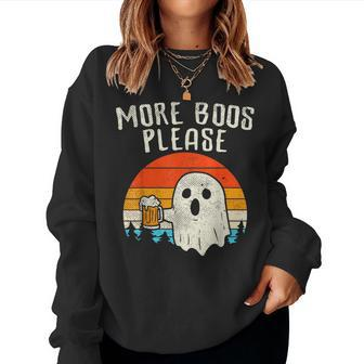 More Boos Please Ghost Beer Retro Halloween Drinking Women Sweatshirt - Seseable
