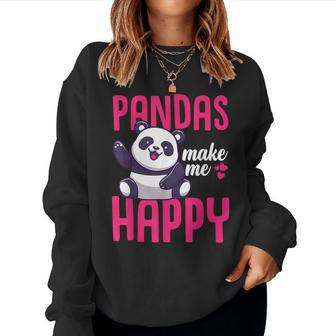 Boys Pandas Make Me Happy Panda Bear Women Sweatshirt | Mazezy