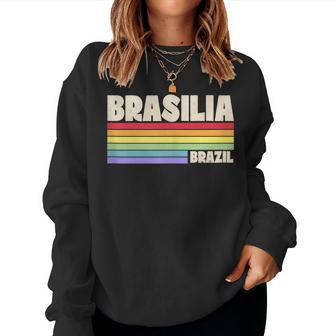 Brasilia Brazil Rainbow Gay Pride Merch Retro 70S 80S Queer Women Sweatshirt | Mazezy