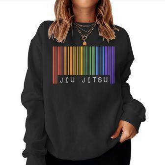 Brazilian Jiu Jitsu Gay Pride Flag Barcode Rainbow Lgbtq Women Sweatshirt | Mazezy
