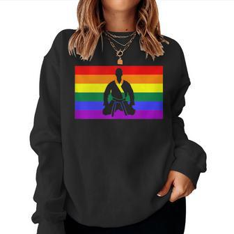 Brazilian Jiu Jitsu Gay Pride Flag Rainbow Lgbtq Queer Women Sweatshirt | Mazezy