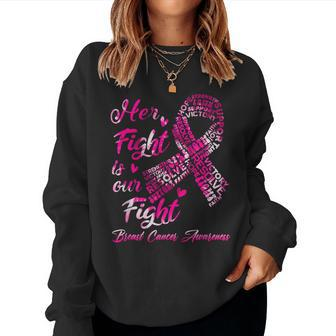 Breast Cancer Awareness Her Fight Is Our Fight Ribbon Women Sweatshirt - Monsterry