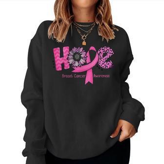 Breast Cancer Awareness Hope Pink Ribbon Leopard Sunflower Women Sweatshirt - Seseable