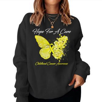 Butterfly Hope For A Cure Childhood Cancer Awareness Women Sweatshirt - Seseable