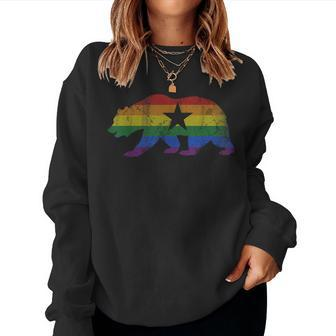 California Bear Lgbtq Gay Lesbian Pride Flag Men Women Women Sweatshirt | Mazezy