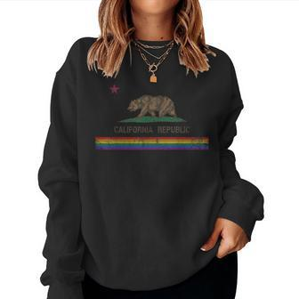 California Republic Bear Lgbt Gay Pride Month Rainbow Flag Women Sweatshirt | Mazezy
