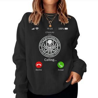 The Call Of Cthulhu Monster Is Calling Scary Men Women Goth Scary Women Sweatshirt | Mazezy