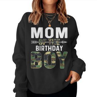 Camouflage Mom Of The Birthday Boy Women Crewneck Graphic Sweatshirt - Seseable