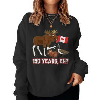 Canada Day 150 Years With Moose Beaver Goose Women Sweatshirt | Mazezy DE