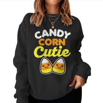 Candy Corn Cutie Halloween Costume Cute Fall Kawaii Graphic Halloween Costume Women Sweatshirt | Mazezy