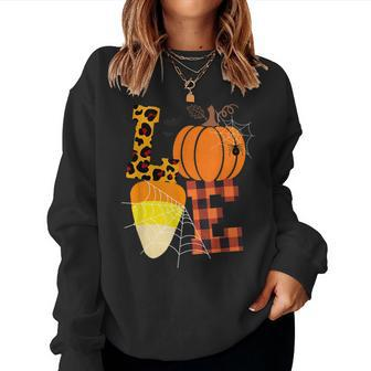 Candy Corn Love Teacher Halloween Costume For Fall Love Teacher Women Sweatshirt | Mazezy