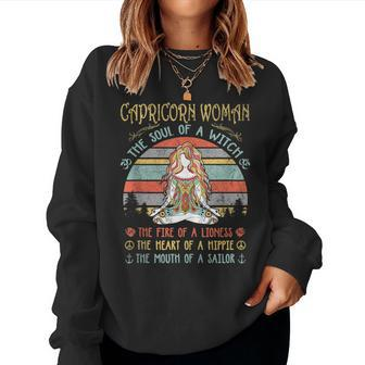 Capricorn Woman The Soul Of A Witch Vintage Birthday Women Sweatshirt | Mazezy
