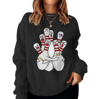 Cartoon Bowling Scared Bowling Pins Sport Bowler Women Sweatshirt - Monsterry CA
