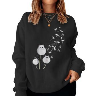 Cat Dandelion Flower Skt Women Crewneck Graphic Sweatshirt - Monsterry AU
