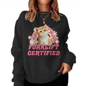 Cat Forklift Certified Funny For Men Women Women Crewneck Graphic Sweatshirt - Monsterry
