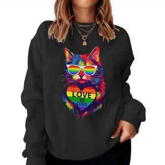 Cat Lgbt Flag Gay Pride Month Transgender Rainbow Lesbian Women Sweatshirt - Monsterry