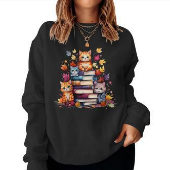 Cat Lover Cats And Books Book Lover Reading Lover Cat Women Sweatshirt - Monsterry CA