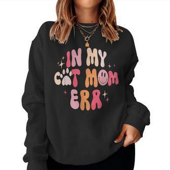 In My Cat Mom Era Groovy Mom Life Retro Women Sweatshirt - Seseable