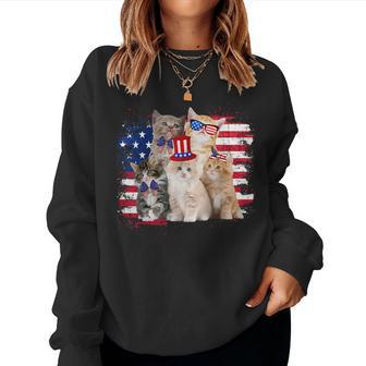 Cat Patriotic Usa Cat Lovers Cat Moms 4Th July Women Sweatshirt | Mazezy